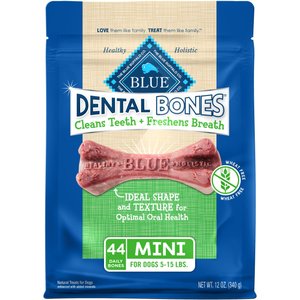 Blue Buffalo Dental Bones Mini All Natural Rawhide-Free Dental Dog Treats, 44 count