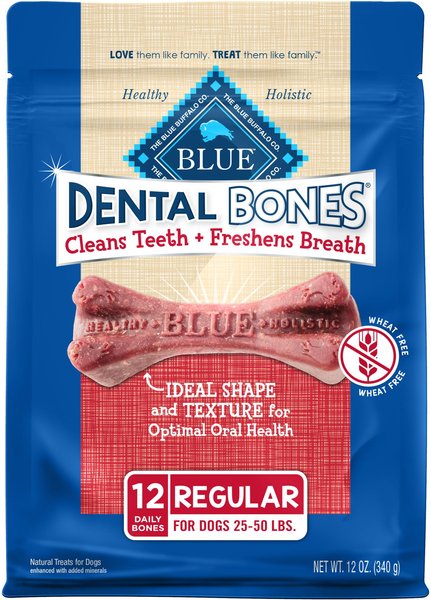 Blue Buffalo Dental Bones All Natural Rawhide-Free Regular Dental Dog Treats, 12 count slide 1 of 9