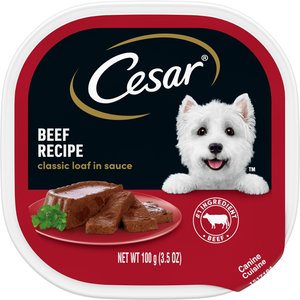 Cesar Classic Loaf in Sauce Beef Recipe Grain-Free Small Breed Adult Wet Dog Food Trays, 3.5-oz, case of 24