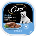 Cesar Puppy Classic Loaf in Sauce Chicken & Beef Recipe Grain Free Small Breed Wet Dog Food Trays, 3.5-oz, case of 24