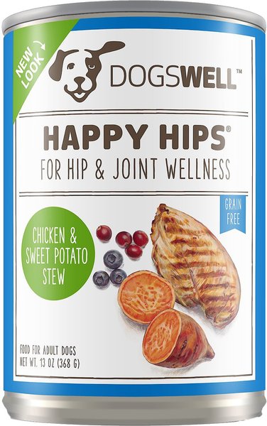 Dogswell Happy Hips Chicken & Sweet Potato Stew Recipe Grain-Free Canned Dog Food, 13-oz, case of 12 slide 1 of 3