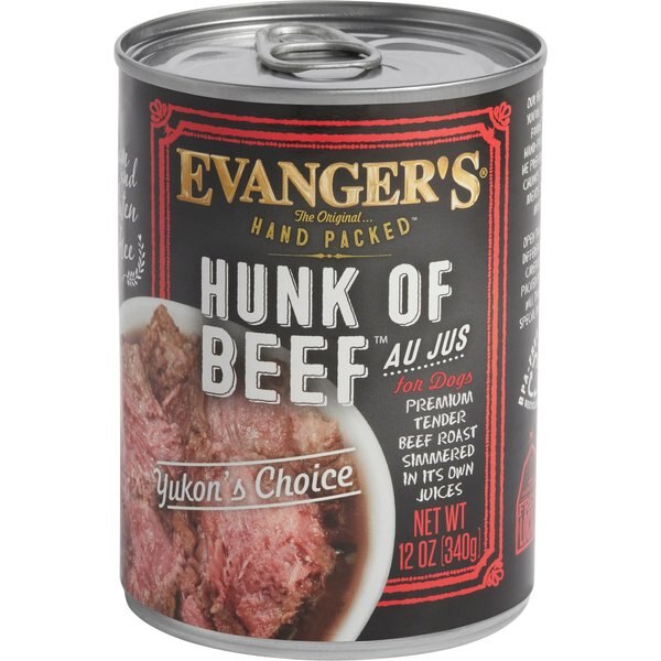 EVANGER'S GrainFree Hand Packed Hunk of Beef Canned Dog Food, 12oz