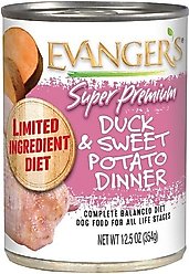 Evanger's Super Premium Duck & Sweet Potato Dinner Canned Dog Food, 12.5-oz, case of 12