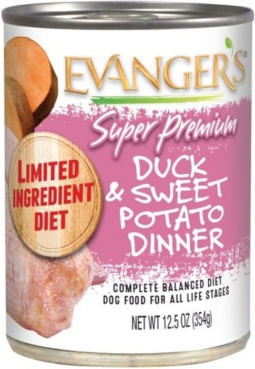Evanger's Super Premium Duck & Sweet Potato Dinner Canned Dog Food, 12.5-oz, case of 12 slide 1 of 3