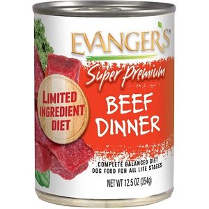 Evanger's Super Premium Beef Dinner Grain-Free Canned Dog Food, 12.5-oz, case of 12