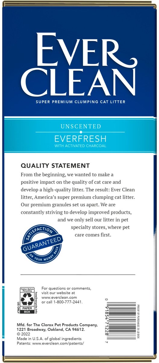 EVER CLEAN Everfresh Unscented Clumping Clay Cat Litter, 25lb box