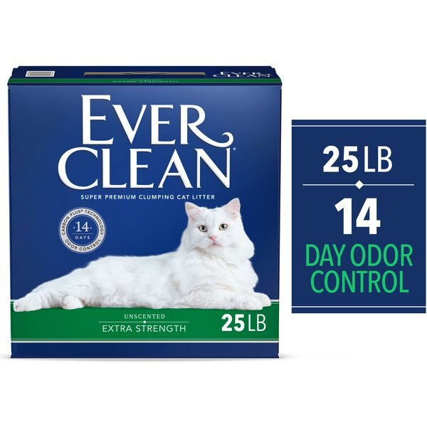 EVER CLEAN Extra Strength Unscented Clumping Clay Cat Litter, 25lb box