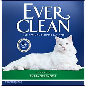 Ever Clean Extra Strength Unscented Clumping Clay Cat Litter, 25-lb box