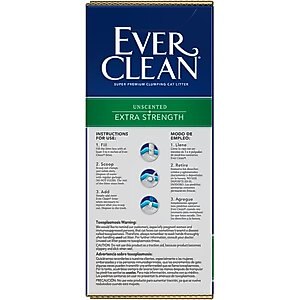 Ever Clean Extra Strength Unscented Clumping Clay Cat Litter, 25-lb box