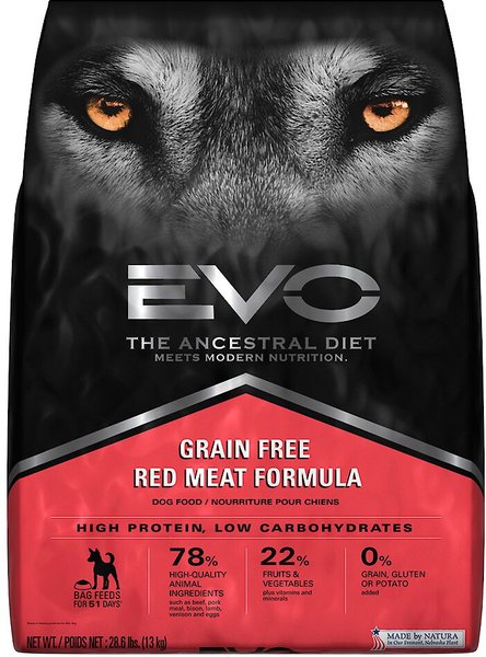 evo grain free red meat bites dog food