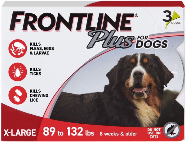 Frontline Plus Flea & Tick Spot Treatment for Extra Large Dogs, 89-132 lbs, 3 Doses (3-mos. supply) slide 1 of 14