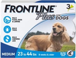 Frontline Plus Flea & Tick Spot Treatment for Medium Dogs, 23-44 lbs, 3 Doses (3-mos. supply)