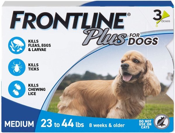 Frontline Plus for Dogs Flea and Tick Treatment (Medium Dog, 23-44 lbs.) Blue Box slide 1 of 11