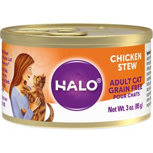 Halo Chicken Stew Recipe Grain-Free Adult Canned Cat Food, 3-oz, case of 12