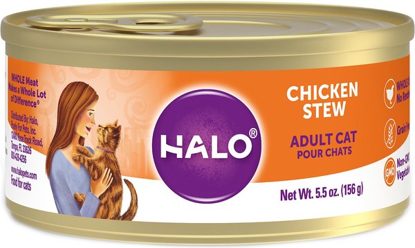 Halo Chicken Stew Recipe Grain-Free Adult Canned Cat Food, 5.5-oz, case of 12 slide 1 of 11
