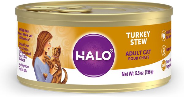 Halo Turkey Stew Grain-Free Adult Canned Cat Food, 5.5-oz, case of 12 slide 1 of 9