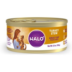 Halo Adult Grain-Free Turkey Recipe in Broth Soft Pate Wet Cat Food, 5.5-oz, case of 12