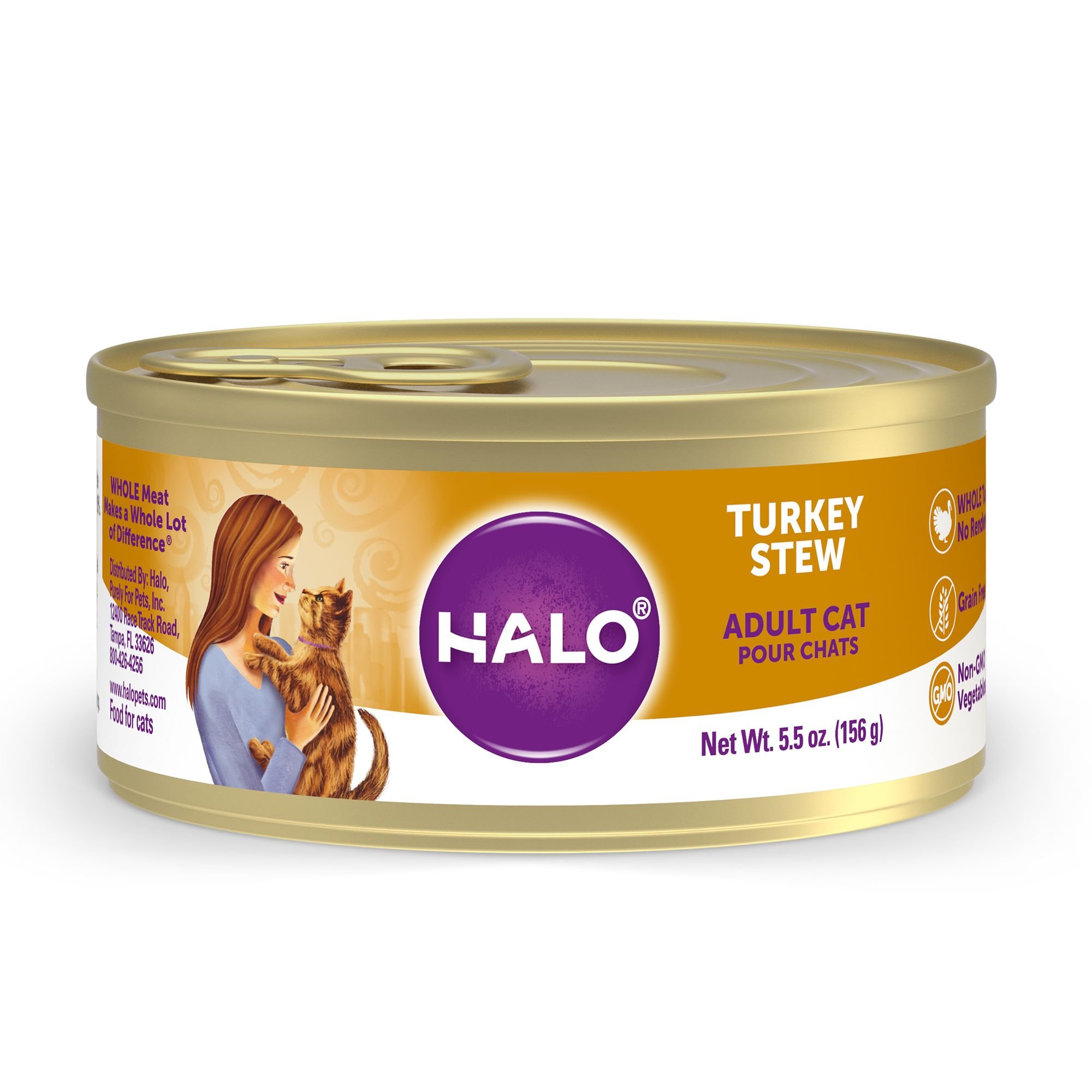 HALO Adult GrainFree Turkey Recipe in Broth Soft Pate Wet Cat Food