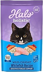 Halo Holistic Wild-Caught Whitefish Recipe Sensitive Stomach Support Adult Dry Cat Food, 3-lb bag