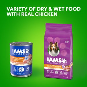 Iams ProActive Health Classic Ground with Slow Cooked Chicken & Rice Healthy Aging Senior Wet Dog Food, 13-oz can, case of 12