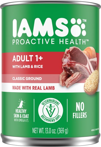 Iams ProActive Health Classic Ground with Lamb & Whole Grain Rice Adult Wet Dog Food , 13-oz, case of 12 slide 1 of 10