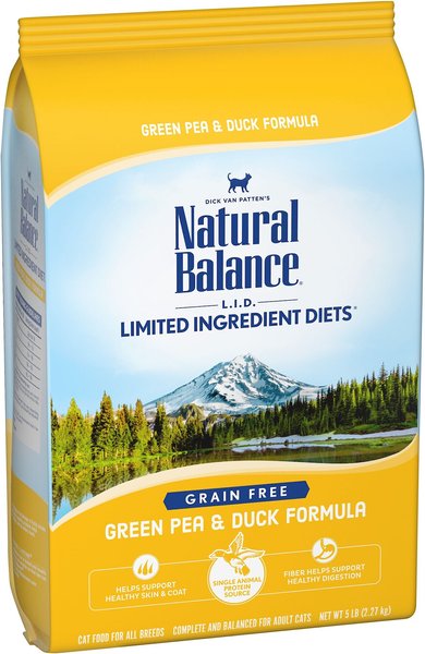 Natural Balance L.I.D. Limited Ingredient Diets Green Pea & Duck Formula Grain-Free Dry Cat Food, 5-lb bag slide 1 of 4