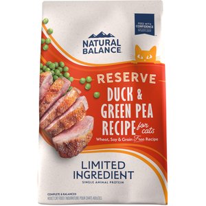 Natural Balance Limited Ingredient Reserve Grain-Free Duck & Green Pea Recipe Dry Cat Food, 10-lb bag