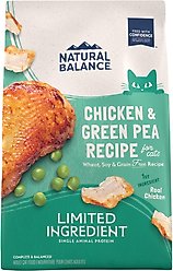 Natural Balance L.I.D. Limited Ingredient Diets Green Pea & Chicken Formula Grain-Free Dry Cat Food, 10-lb bag