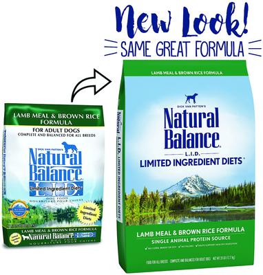 Show full view: Natural Balance L.I.D. Limited Ingredient Diets Lamb & Brown Rice Formula Dry Dog Food, 28-lb bag slide 4 of 10