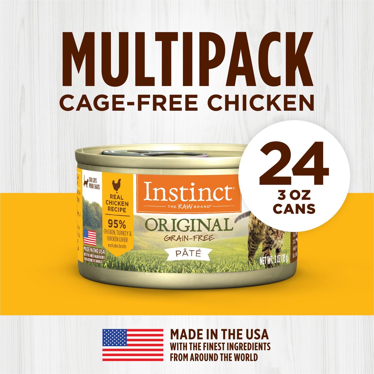 INSTINCT Original Real Chicken Recipe Grain Free Pate Wet Cat Food 3 oz can case of 24 Chewy