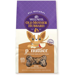 Old Mother Hubbard by Wellness Classic P-Nuttier Natural Mini Oven-Baked Biscuits Dog Treats, 20-oz bag