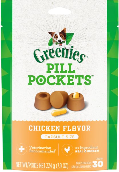 Greenies Pill Pockets Canine Chicken Flavor Dog Treats, Capsule Size, 30 count slide 1 of 9