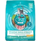 Purina ONE +Plus Sensitive Skin & Stomach Natural Adult Dry Cat Food, 16-lb bag