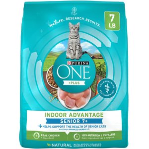 Purina ONE Indoor Advantage Senior 7+ High Protein Natural Dry Cat Food, 7-lb bag