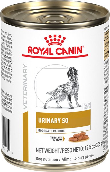 Royal Canin Veterinary Diet Adult Urinary SO Moderate Calorie Thin Slices In Gravy Canned Dog Food, 12.5-oz, case of 24 slide 1 of 10