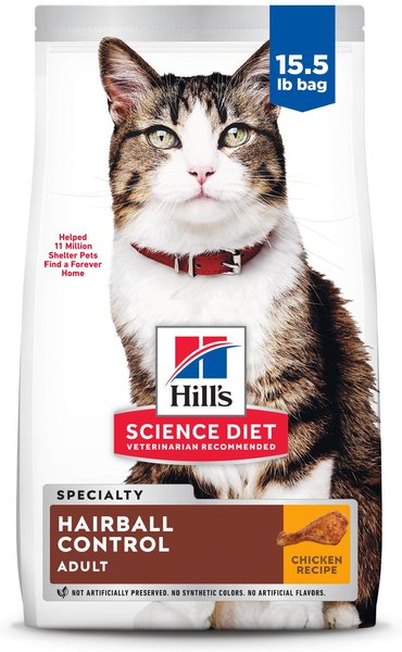 Hill's Science Diet Adult Hairball Control Chicken Recipe Dry Cat Food, 15.5-lb bag slide 1 of 10