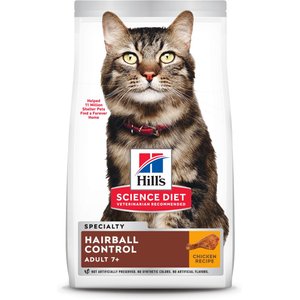 Hill's Science Diet Adult 7+ Hairball Control Chicken Recipe Dry Cat Food, 7-lb bag