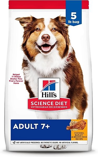 Hill's Science Diet Adult 7+ Chicken Meal, Rice & Barley Recipe Dry Dog Food, 5-lb bag slide 1 of 10