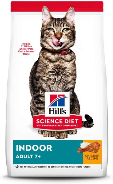 Hill's Science Diet Adult 7+ Indoor Chicken Recipe Dry Cat Food, 15.5-lb bag slide 1 of 10