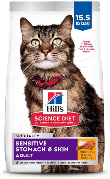 HILL S SCIENCE DIET Adult Sensitive Stomach Sensitive Skin Chicken Rice Recipe Dry Cat Food 15.5 lb bag Chewy