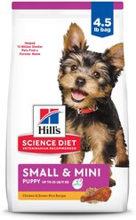 Hill's Science Diet Puppy Small & Mini Chicken Meal & Brown Rice Recipe Dry Dog Food, 4.5-lb bag