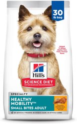 Hill's Science Diet Adult Healthy Mobility Small Bites Chicken Meal, Brown Rice & Barley Recipe Dry Dog Food, 30-lb bag slide 1 of 9