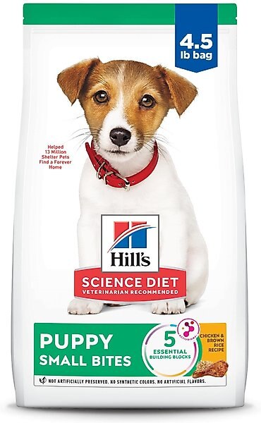 Hill's Science Diet Puppy Small Bites Chicken & Brown Rice Recipe Dry Dog Food, 4.5-lb Bag slide 1 of 11