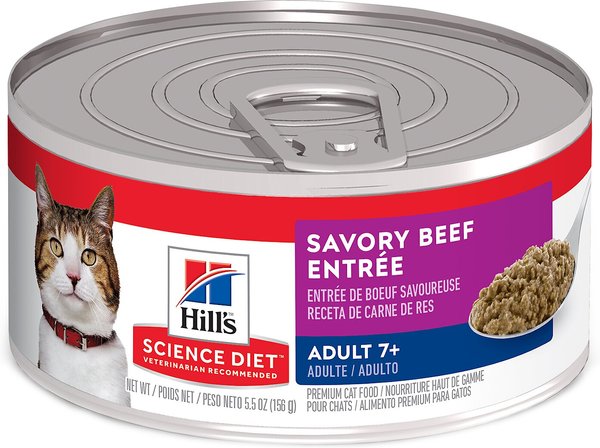 Hill's Science Diet Adult 7+ Savory Beef Entree Canned Cat Food, 5.5-oz, case of 24 slide 1 of 10