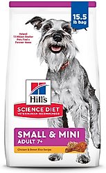Hill's Science Diet Adult 7+ Small & Mini Chicken Meal, Barley & Brown Rice Recipe Dry Dog Food, 15.5-lb bag
