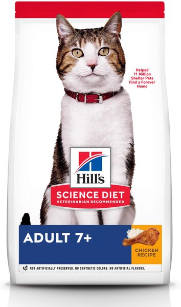 Hill's Science Diet Adult 7+ Chicken Recipe Dry Cat Food, 4-lb bag slide 1 of 10