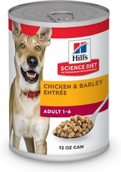 Hill's Science Diet Adult Chicken & Barley Entree Canned Dog Food, 13-oz, case of 12