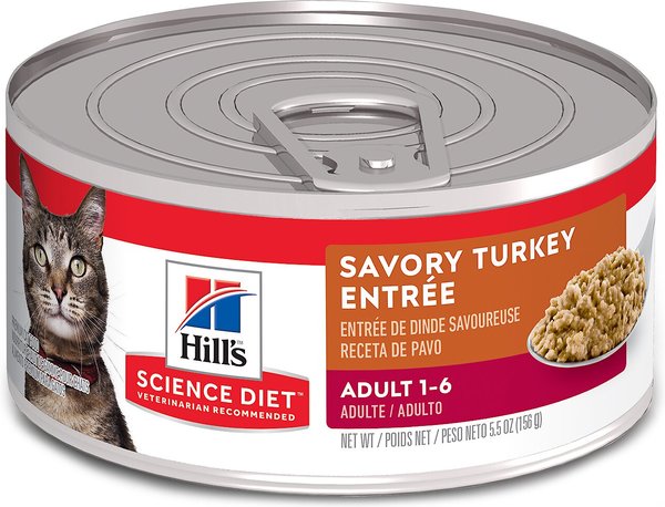 Hill's Science Diet Adult Savory Turkey Entree Canned Cat Food, 5.5-oz, case of 24 slide 1 of 10