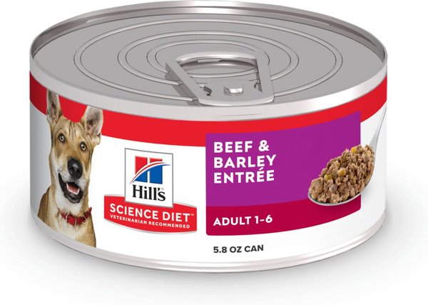Hill's Science Diet Adult Beef & Barley Entree Canned Dog Food, 5.8-oz, case of 24 slide 1 of 10