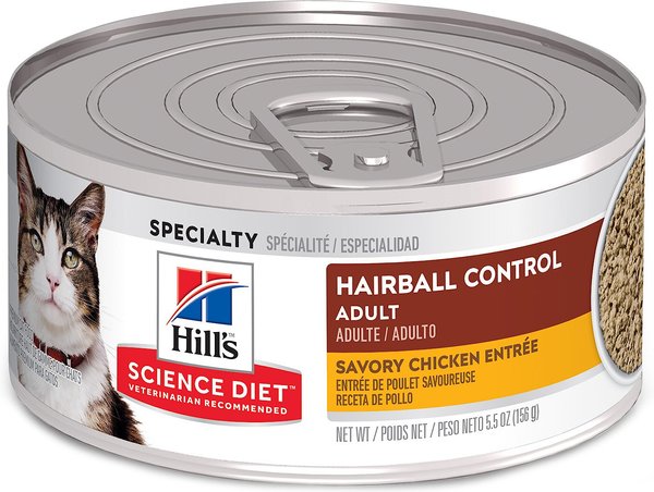Hill's Science Diet Adult Hairball Control Savory Chicken Entree Canned Cat Food, 5.5-oz, case of 24 slide 1 of 10